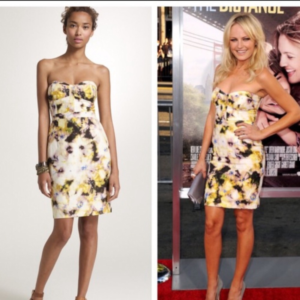 JCrew Strapless Watercolor Dress